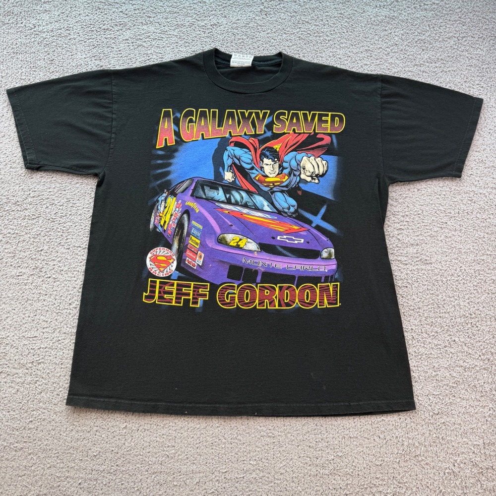 Competitors View Men's 1999 Jeff Gordon Superman NASCAR Graphic Tee Black XL